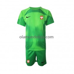 Camisola Polónia Guarda-redes Criança Equipamento Primeiro Copa do Mundo 2022 Manga Curta